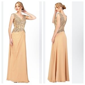 ABBY PARIS Chiffon Beige Gown Size 20W